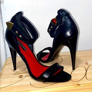Sexy black Ankle Strap Sandals Tall Heels